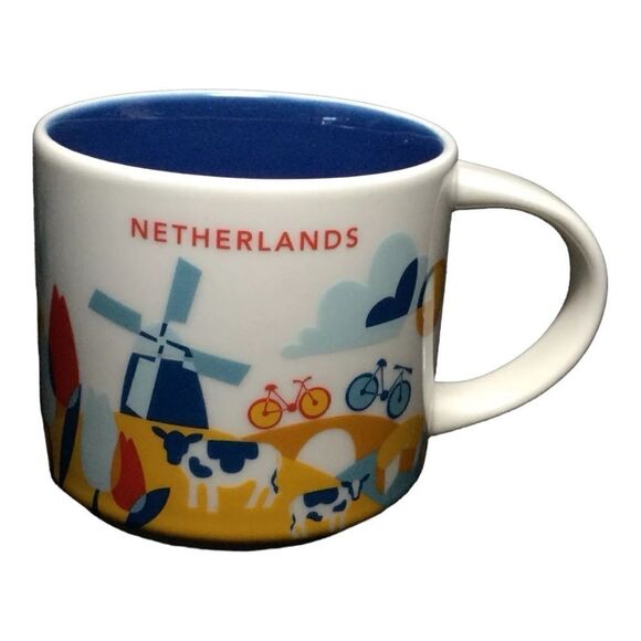 Starbucks Netherlands YAH Mug Windmill Bicycle Canal Coffee Cup You Are Here New - Picture 3 of 12
